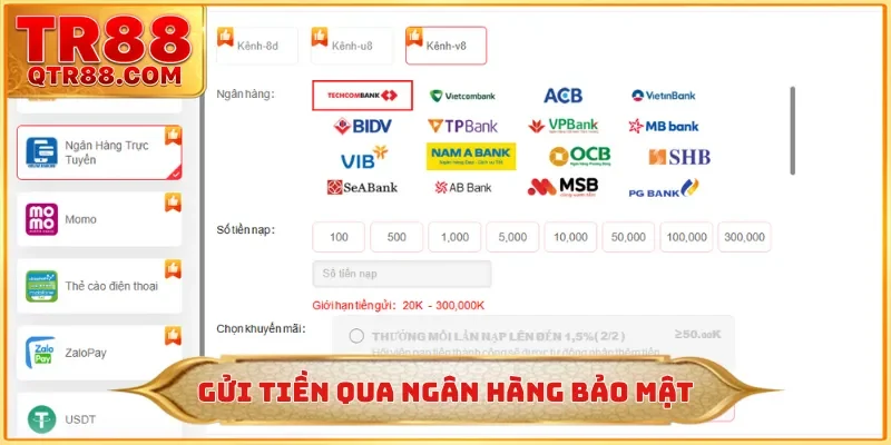 Gửi tiền qua ngân hàng tăng bảo mật